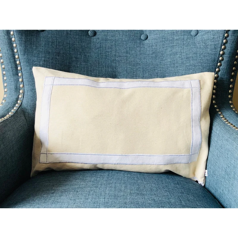 Trim Ivory Throw Pillow, "12x20" Lumbar Pillow Covers by Snazzy Living