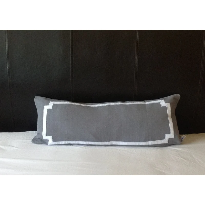 Gray Body Long Accent Decorative pillow, Lumbar Modern Farmhouse Pillows, Pillows with trims,