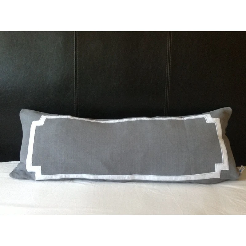 Gray Body Long Accent Decorative pillow, Lumbar Modern Farmhouse Pillows, Pillows with trims,