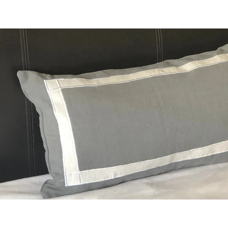 Cotton Throw Pillow, Gray White Designer Rectangle Long Lumbar Pillow CoverSnazzy Living