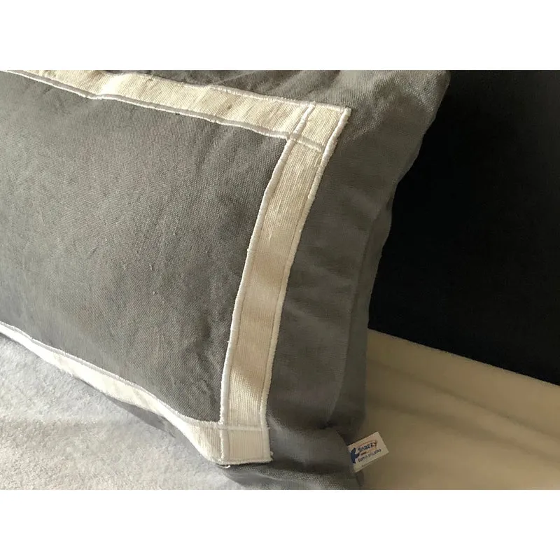 Cotton Throw Pillow, Gray White Designer Rectangle Long Lumbar Pillow CoverSnazzy Living