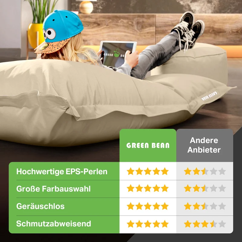 Square Riesensitzsack mit Pouf Stay
