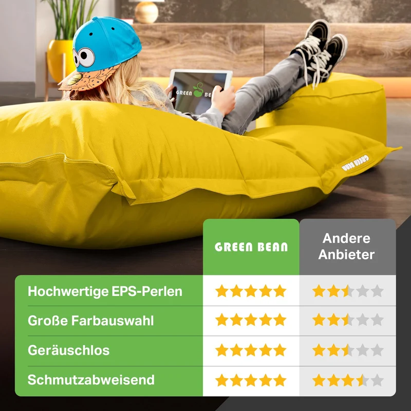 Square Riesensitzsack mit Pouf Stay