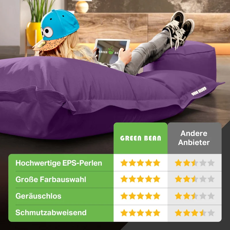 Square Riesensitzsack mit Pouf Stay