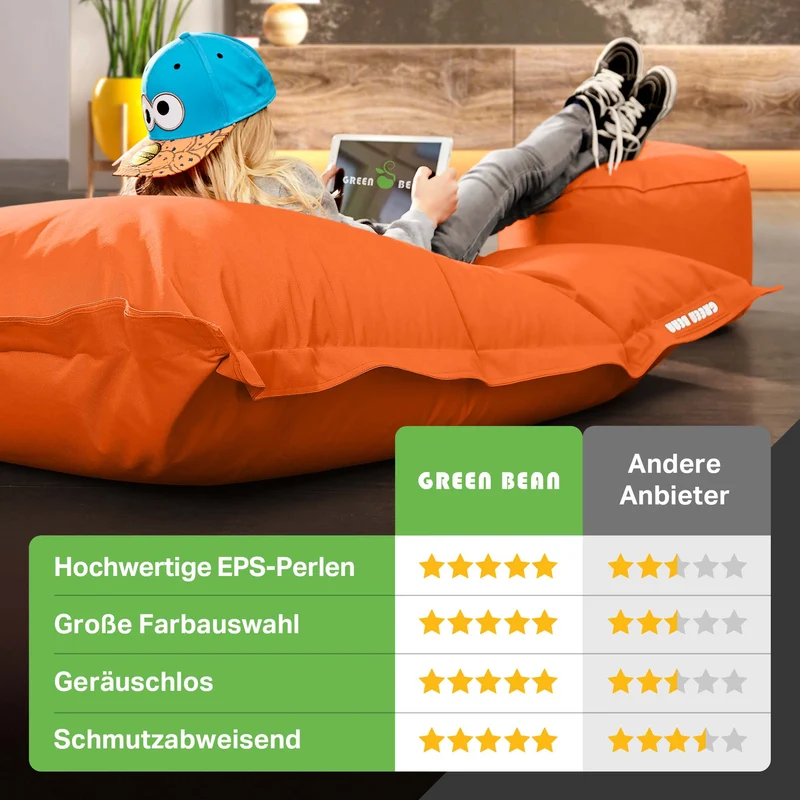 Square Riesensitzsack mit Pouf Stay