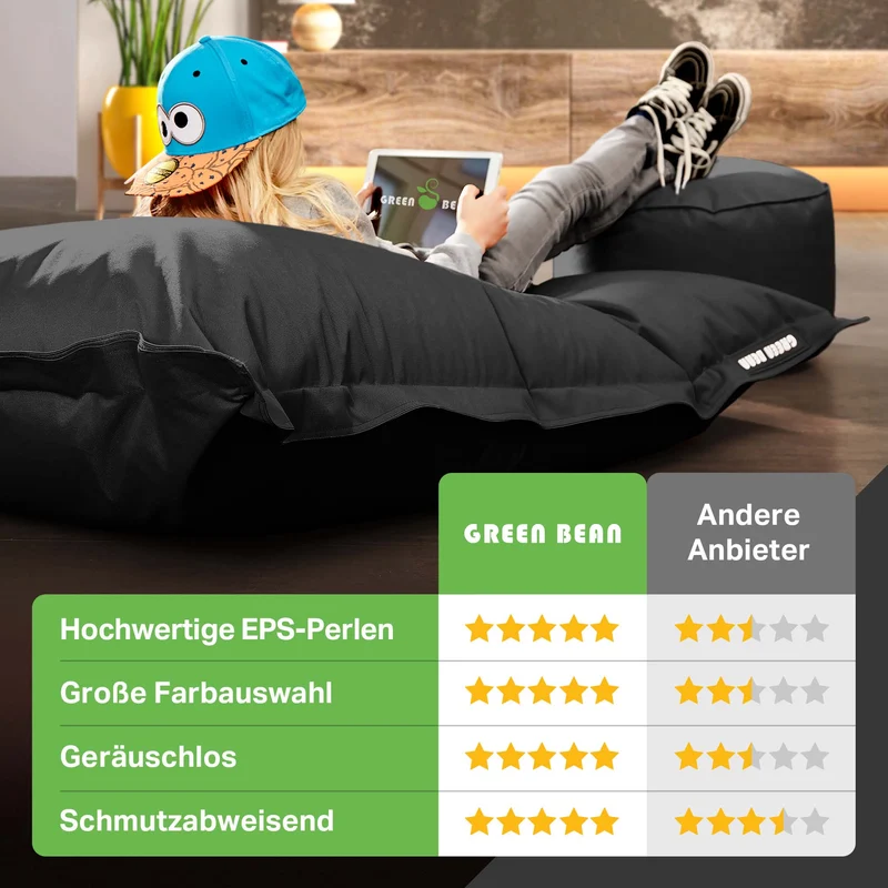 Square Riesensitzsack mit Pouf Stay