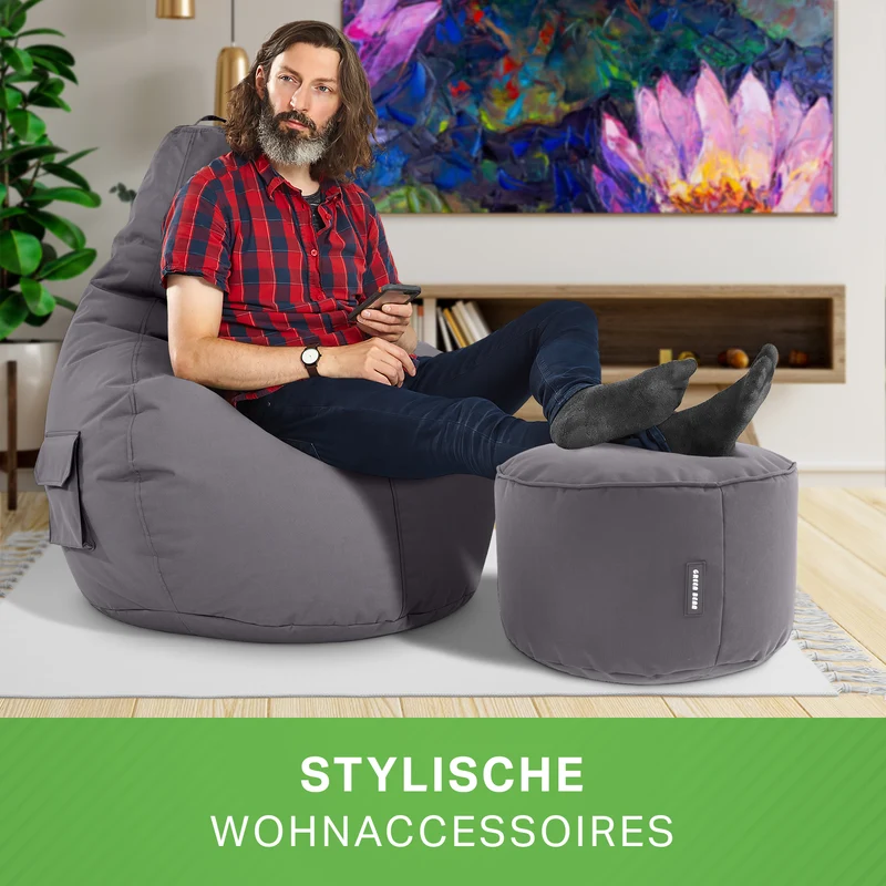 Gaming Sitzsack + Pouf Cozy im Set aus PVC