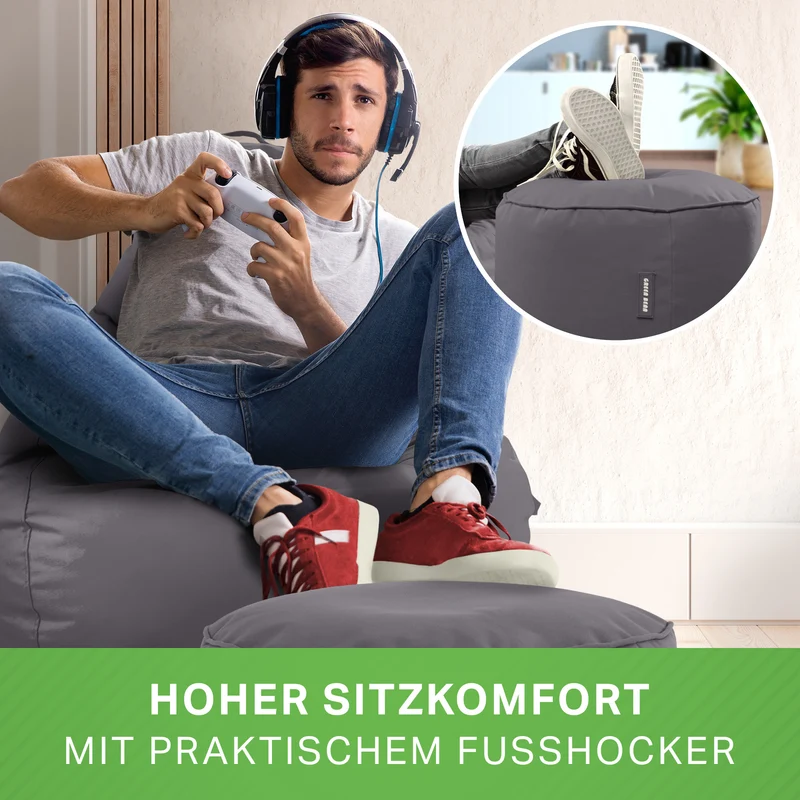 Gaming Sitzsack + Pouf Cozy im Set aus PVC