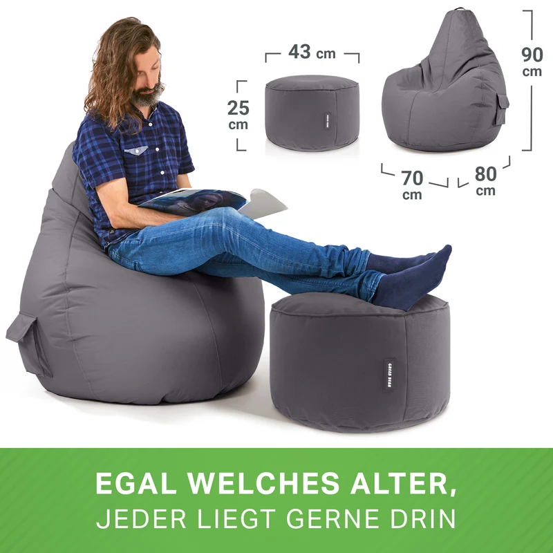 Gaming Sitzsack + Pouf Cozy im Set aus PVC