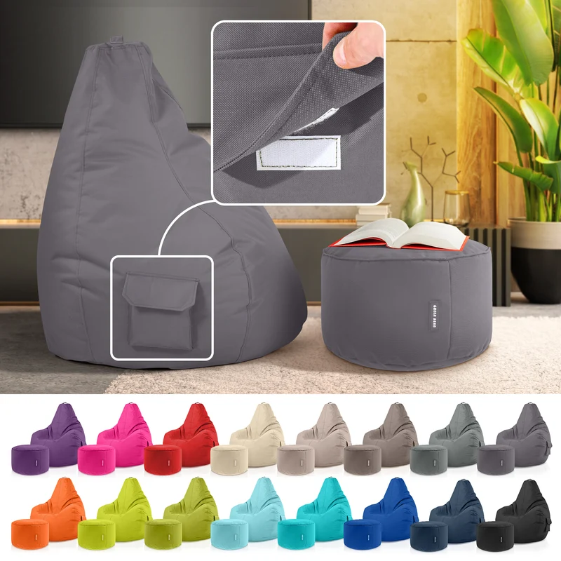 Gaming Sitzsack + Pouf Cozy im Set aus PVC