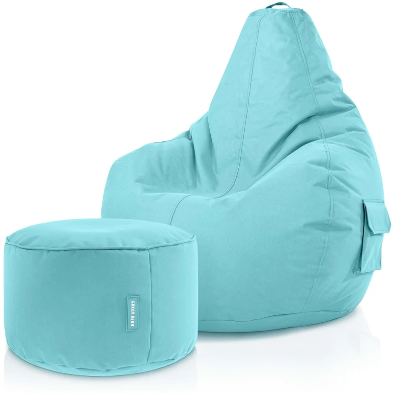 Gaming Sitzsack + Pouf Cozy im Set aus PVC