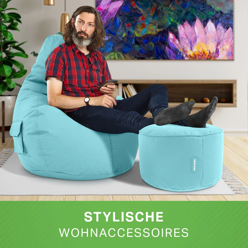 Gaming Sitzsack + Pouf Cozy im Set aus PVC