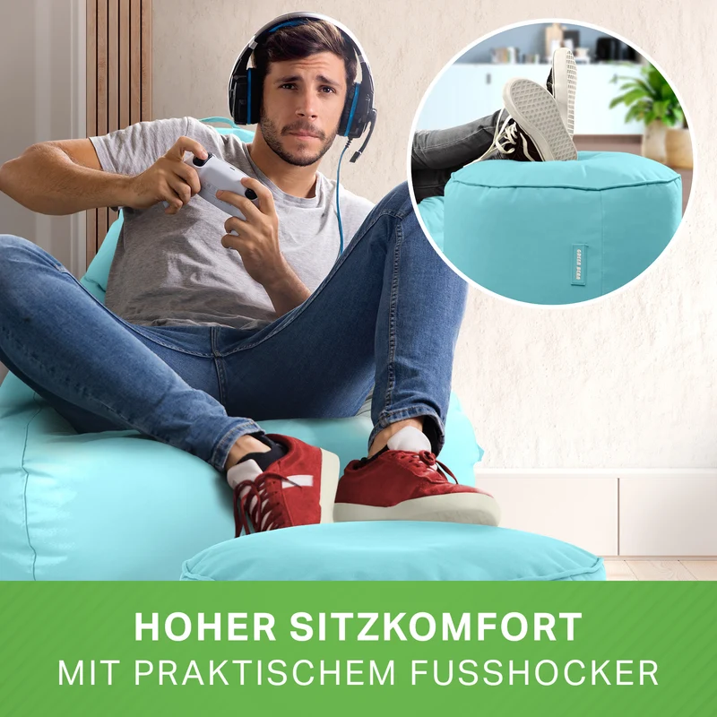 Gaming Sitzsack + Pouf Cozy im Set aus PVC