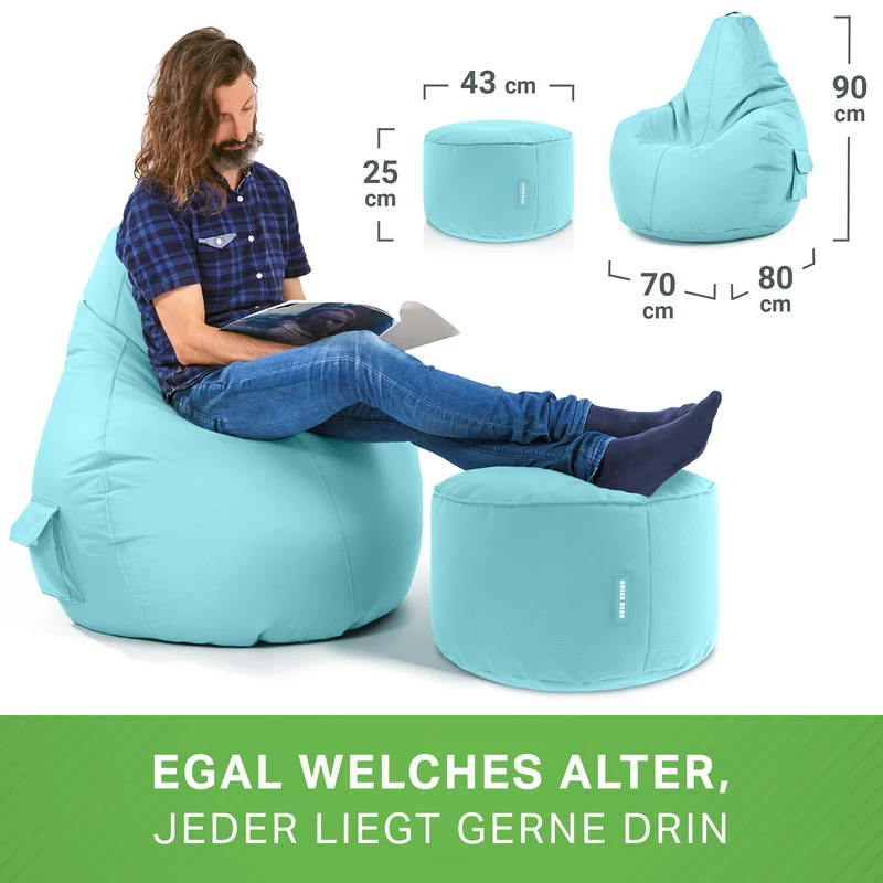 Gaming Sitzsack + Pouf Cozy im Set aus PVC