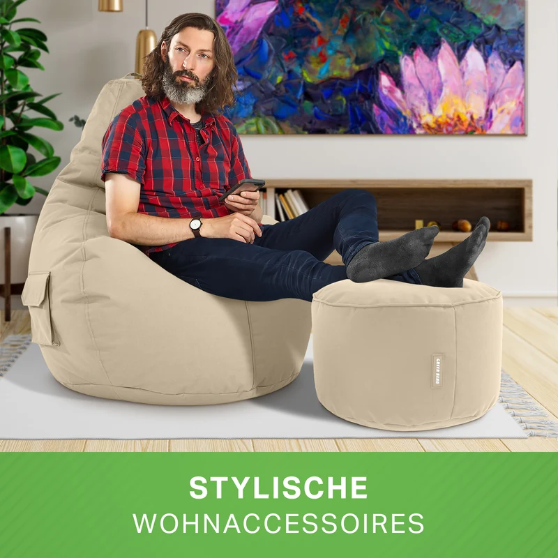 Gaming Sitzsack + Pouf Cozy im Set aus PVC