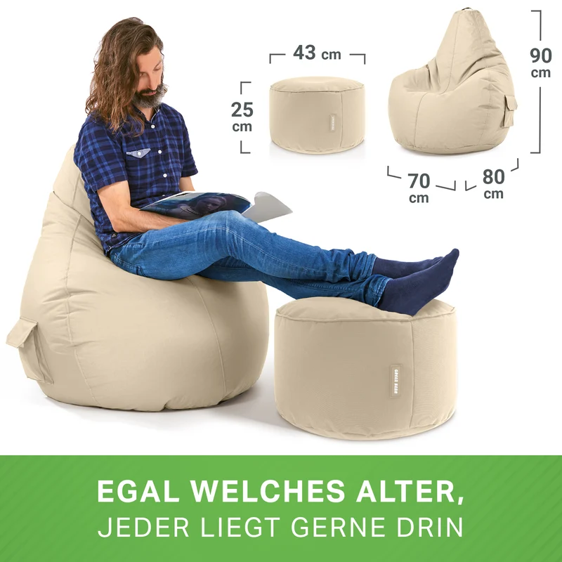 Gaming Sitzsack + Pouf Cozy im Set aus PVC