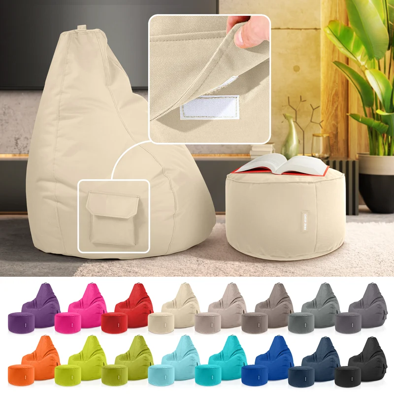 Gaming Sitzsack + Pouf Cozy im Set aus PVC