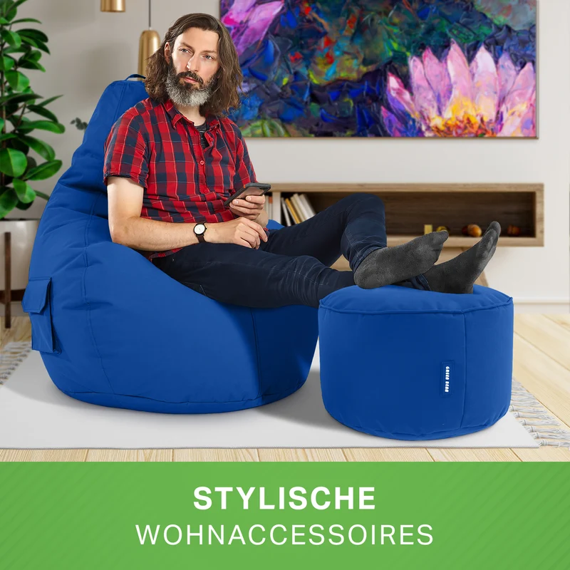 Gaming Sitzsack + Pouf Cozy im Set aus PVC