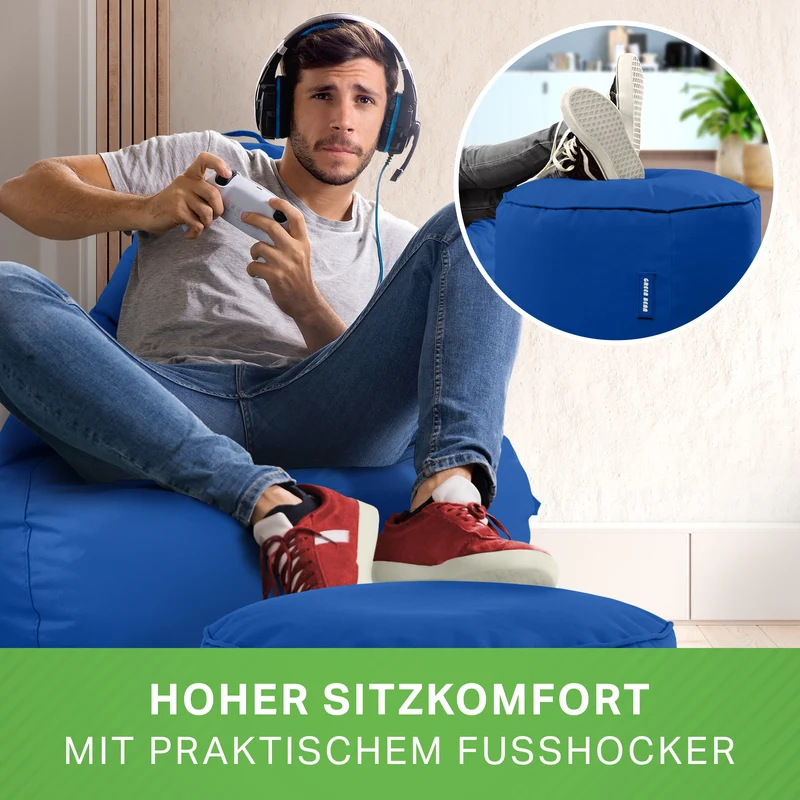 Gaming Sitzsack + Pouf Cozy im Set aus PVC