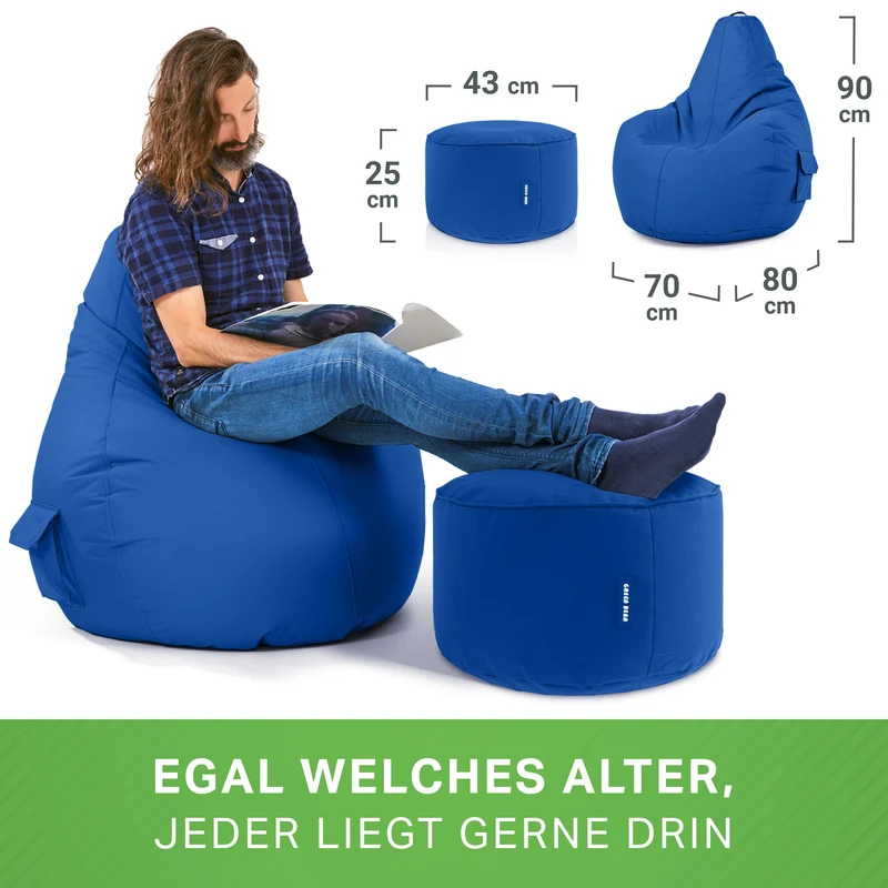 Gaming Sitzsack + Pouf Cozy im Set aus PVC