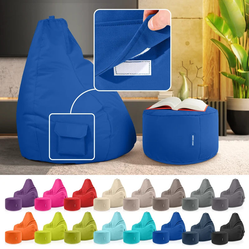 Gaming Sitzsack + Pouf Cozy im Set aus PVC