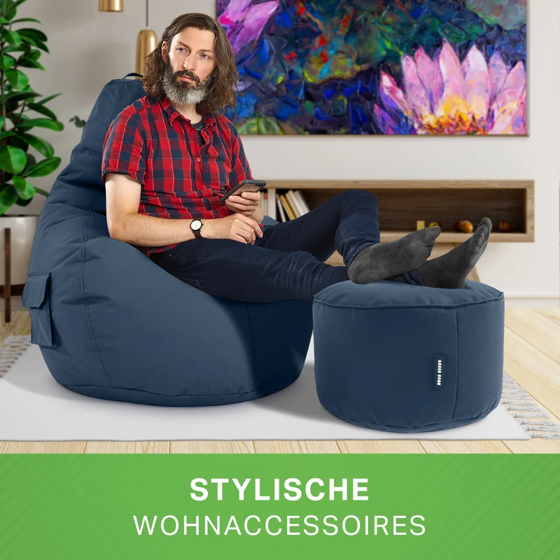 Gaming Sitzsack + Pouf Cozy im Set aus PVC