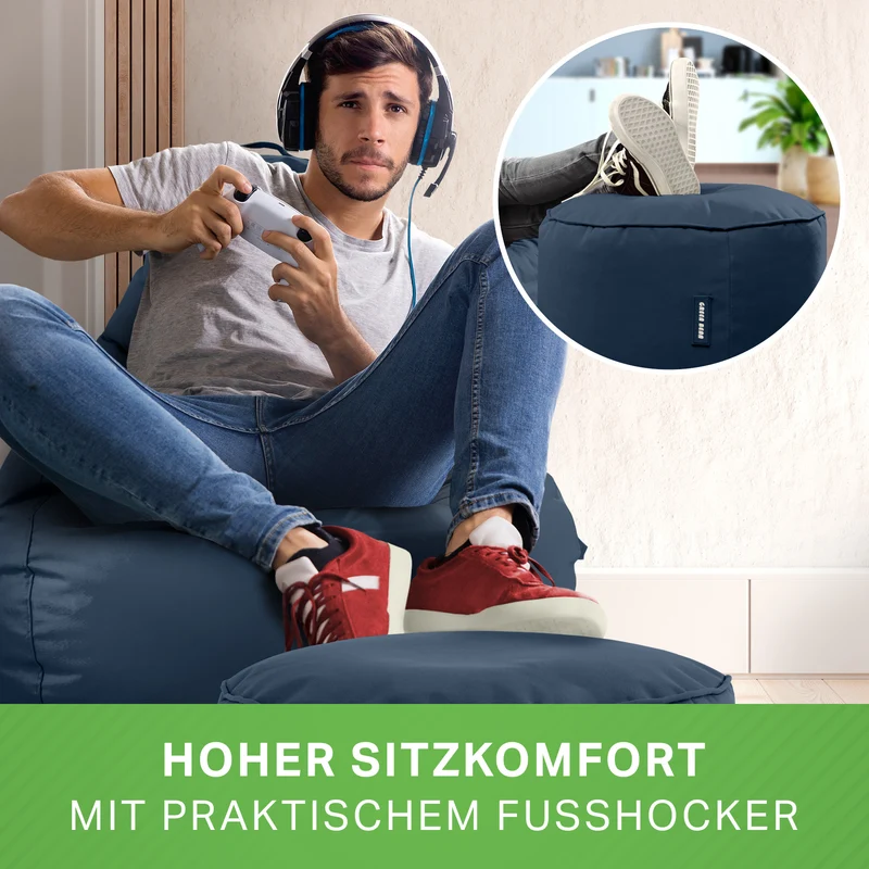 Gaming Sitzsack + Pouf Cozy im Set aus PVC