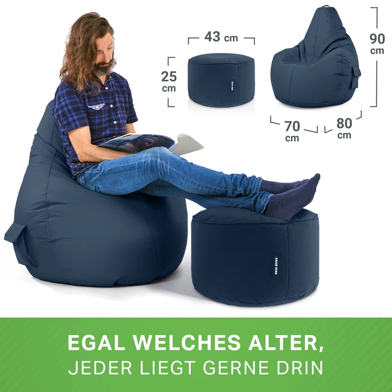 Gaming Sitzsack + Pouf Cozy im Set aus PVC