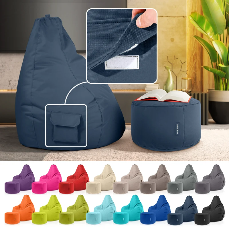 Gaming Sitzsack + Pouf Cozy im Set aus PVC