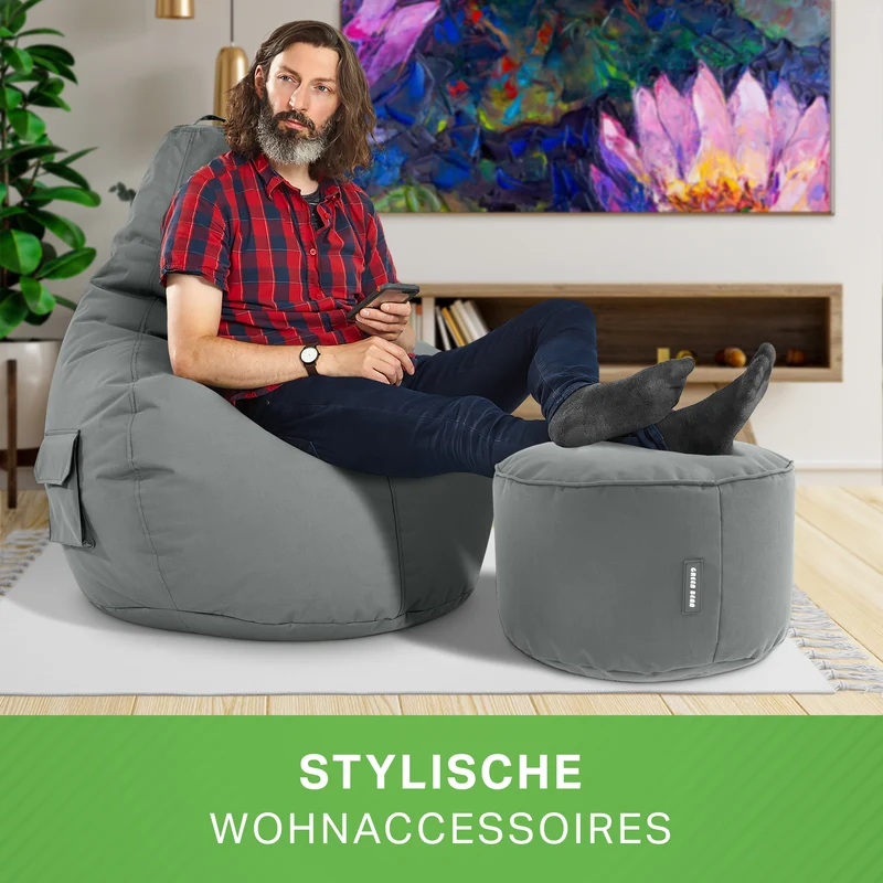 Gaming Sitzsack + Pouf Cozy im Set aus PVC