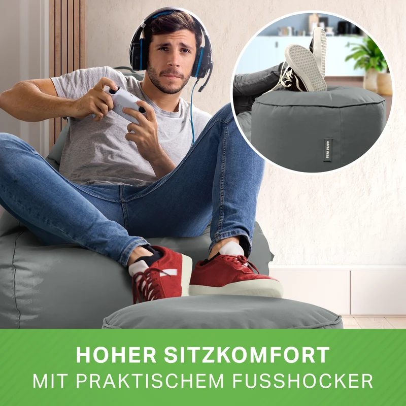 Gaming Sitzsack + Pouf Cozy im Set aus PVC