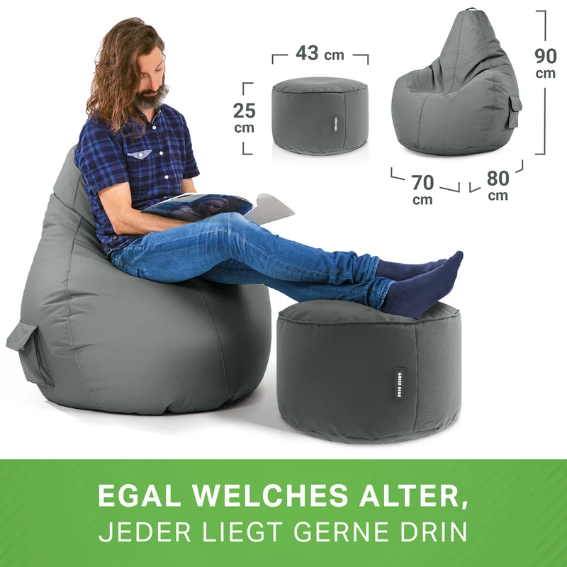 Gaming Sitzsack + Pouf Cozy im Set aus PVC