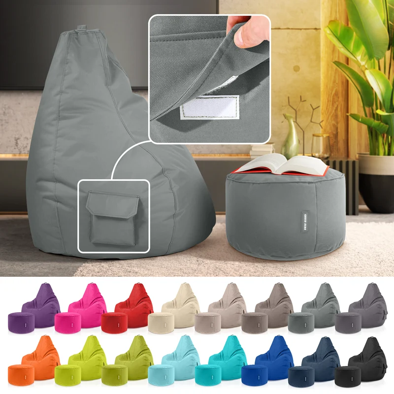 Gaming Sitzsack + Pouf Cozy im Set aus PVC