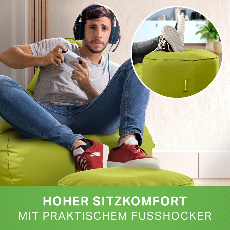Gaming Sitzsack + Pouf Cozy im Set aus PVC