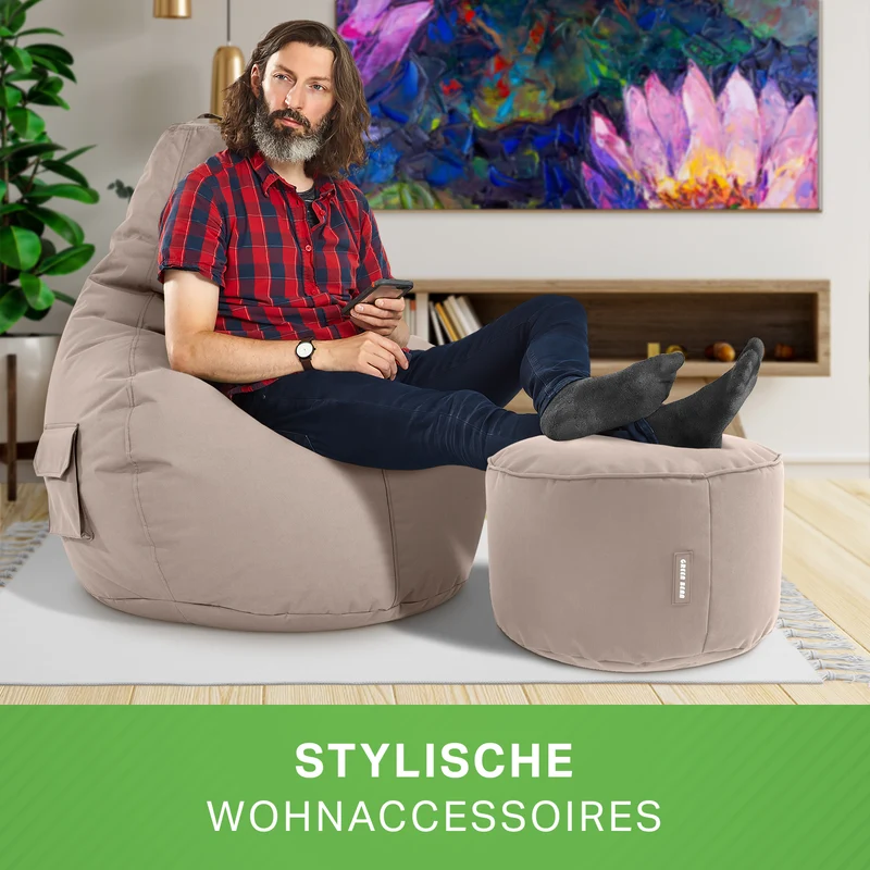Gaming Sitzsack + Pouf Cozy im Set aus PVC