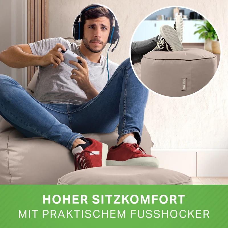 Gaming Sitzsack + Pouf Cozy im Set aus PVC