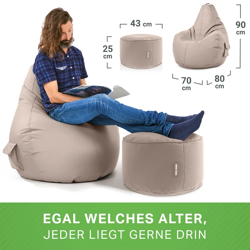Gaming Sitzsack + Pouf Cozy im Set aus PVC