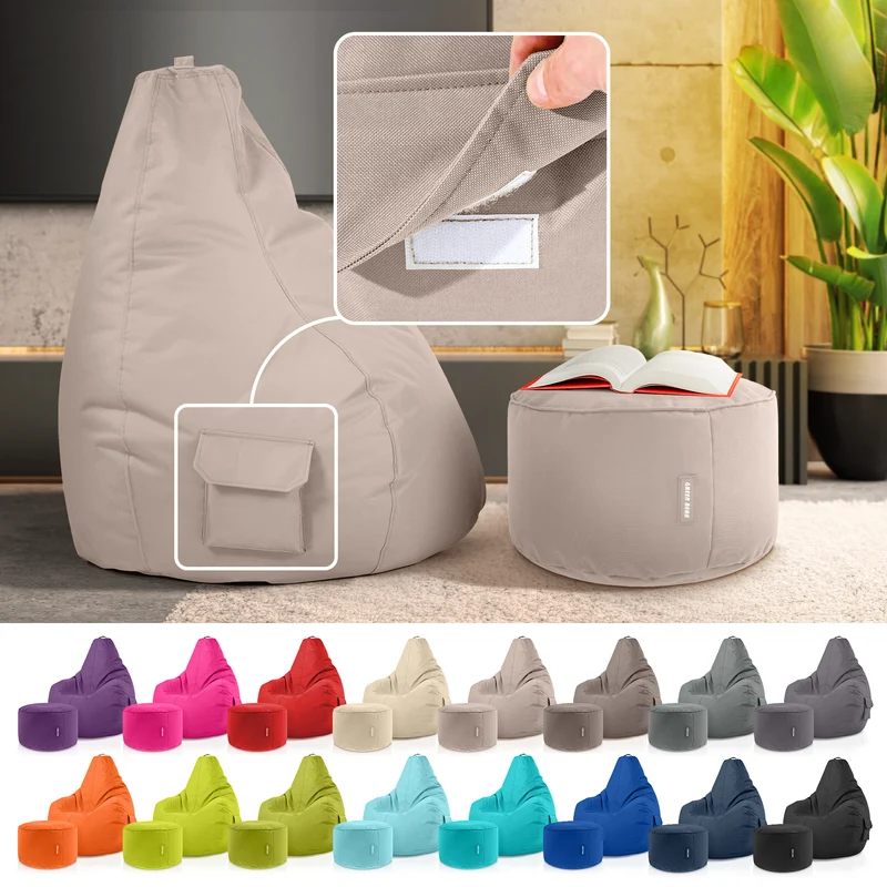 Gaming Sitzsack + Pouf Cozy im Set aus PVC