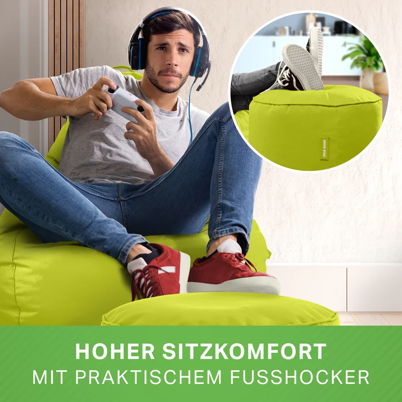 Gaming Sitzsack + Pouf Cozy im Set aus PVC