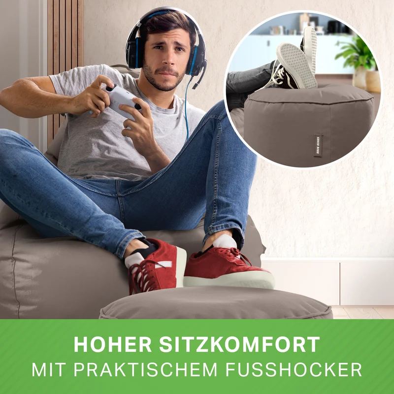 Gaming Sitzsack + Pouf Cozy im Set aus PVC
