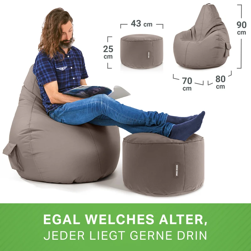 Gaming Sitzsack + Pouf Cozy im Set aus PVC