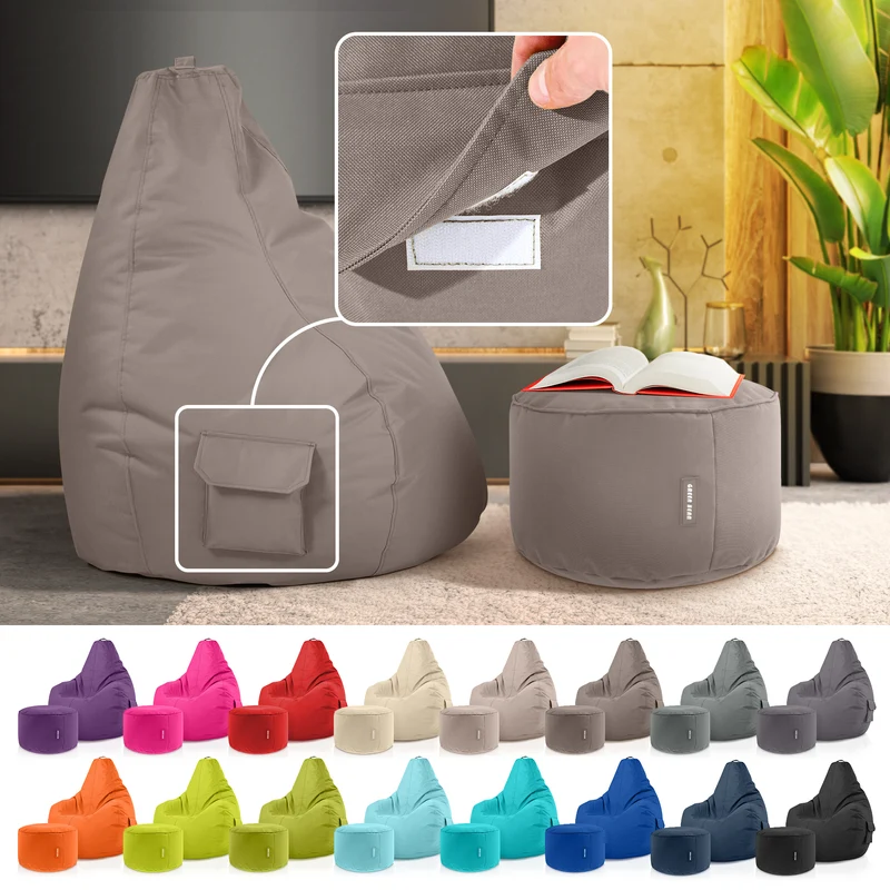 Gaming Sitzsack + Pouf Cozy im Set aus PVC