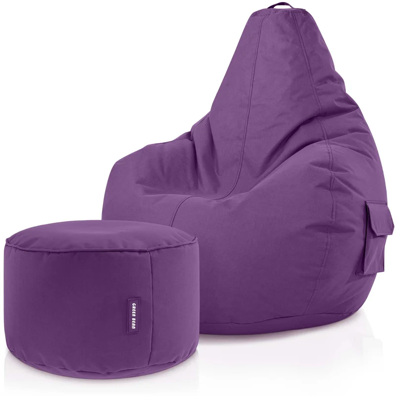 Gaming Sitzsack + Pouf Cozy im Set aus PVC