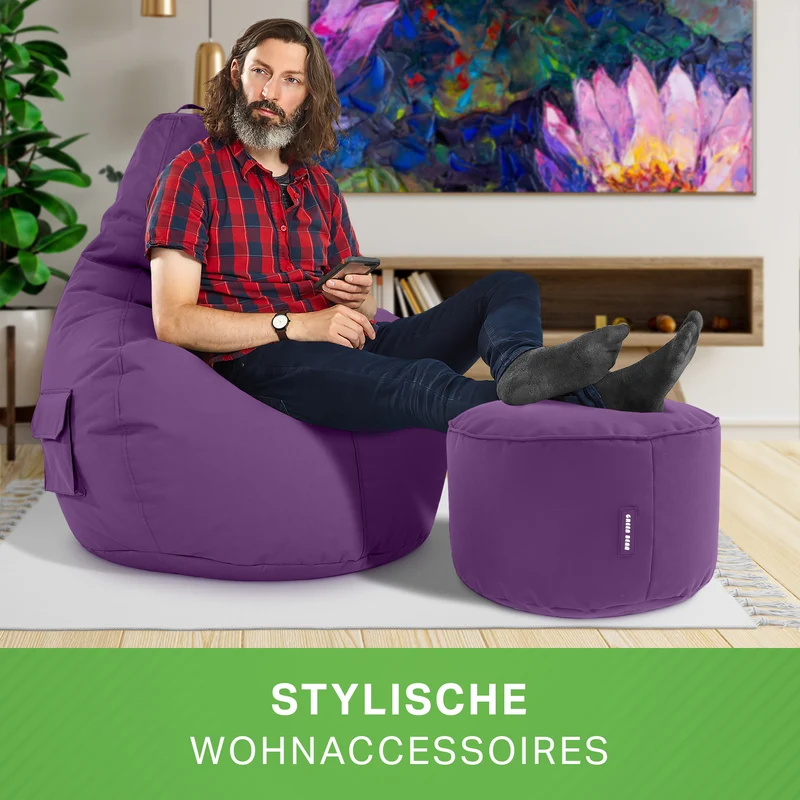 Gaming Sitzsack + Pouf Cozy im Set aus PVC