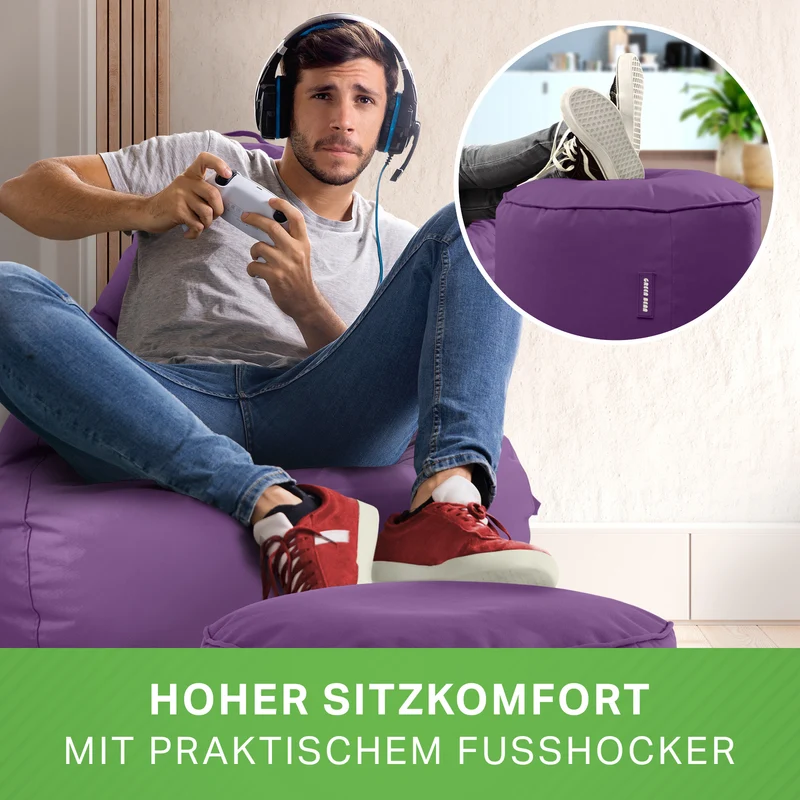 Gaming Sitzsack + Pouf Cozy im Set aus PVC