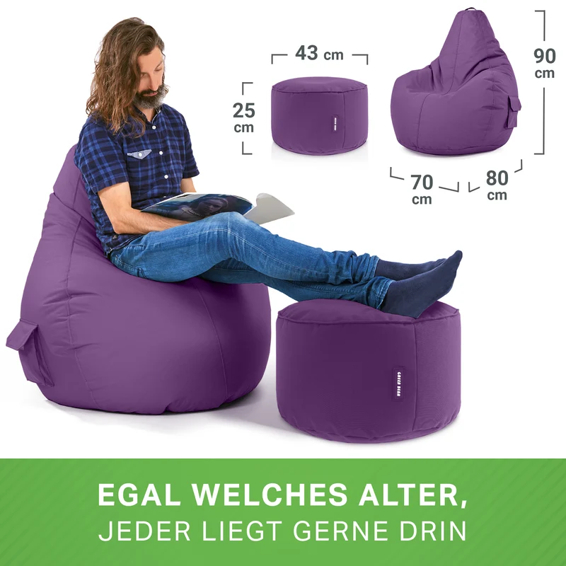 Gaming Sitzsack + Pouf Cozy im Set aus PVC