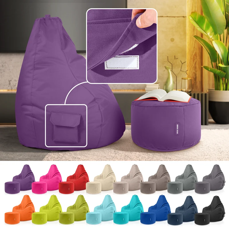 Gaming Sitzsack + Pouf Cozy im Set aus PVC