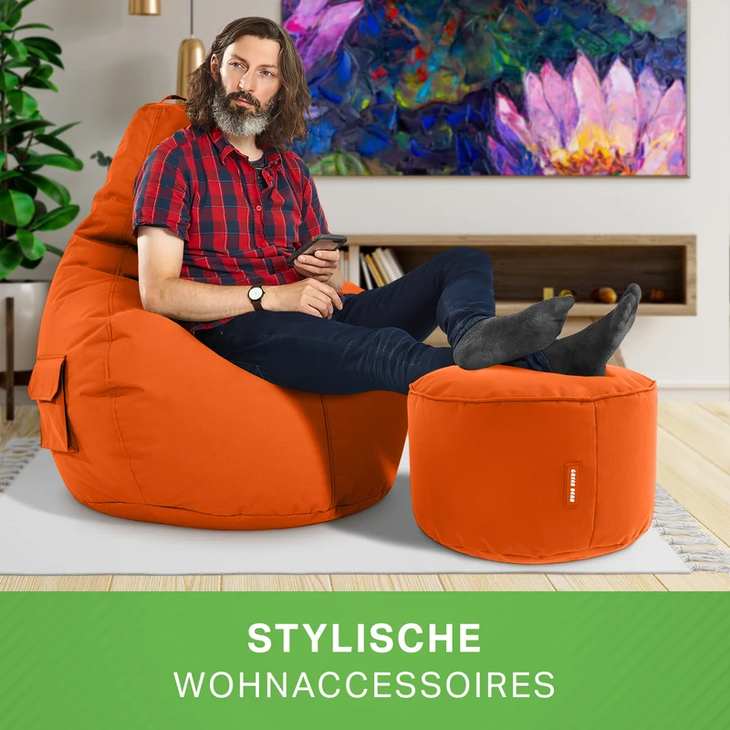 Gaming Sitzsack + Pouf Cozy im Set aus PVC