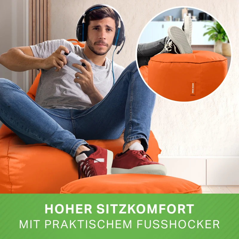 Gaming Sitzsack + Pouf Cozy im Set aus PVC
