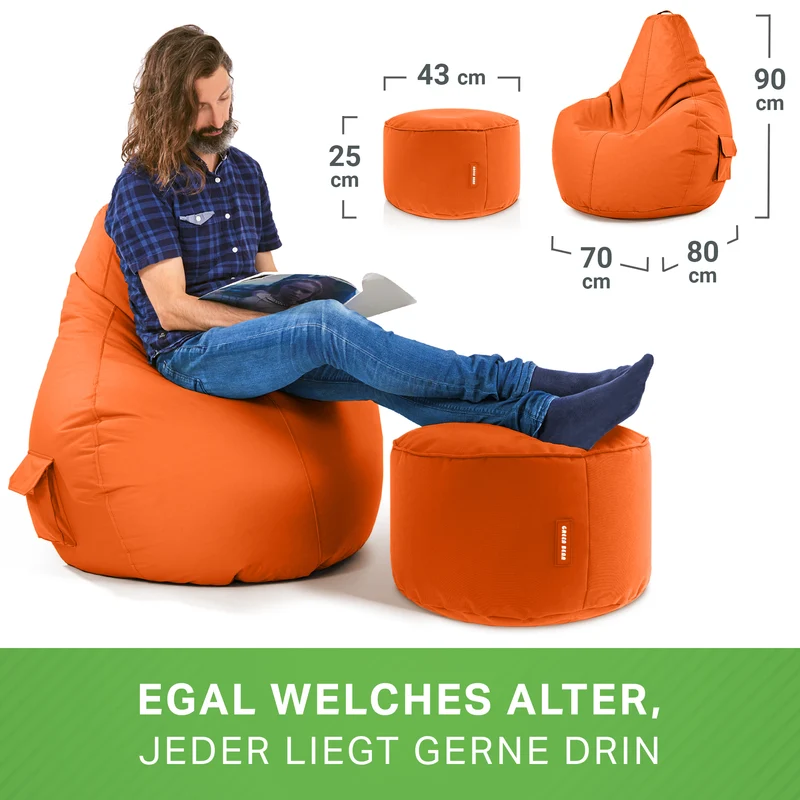 Gaming Sitzsack + Pouf Cozy im Set aus PVC